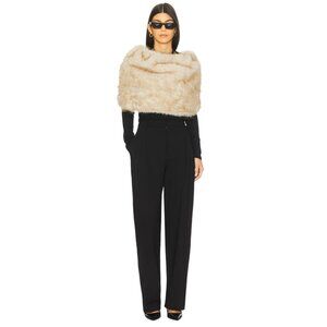 NONchalant Label Pascale Faux Fur Shawl in Ivory Large New Womens Coat jacket